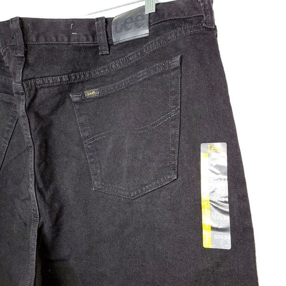 Lee Big & Tall Regular Fit Straight Black Denim Jeans 50x34 - Picture 7 of 8